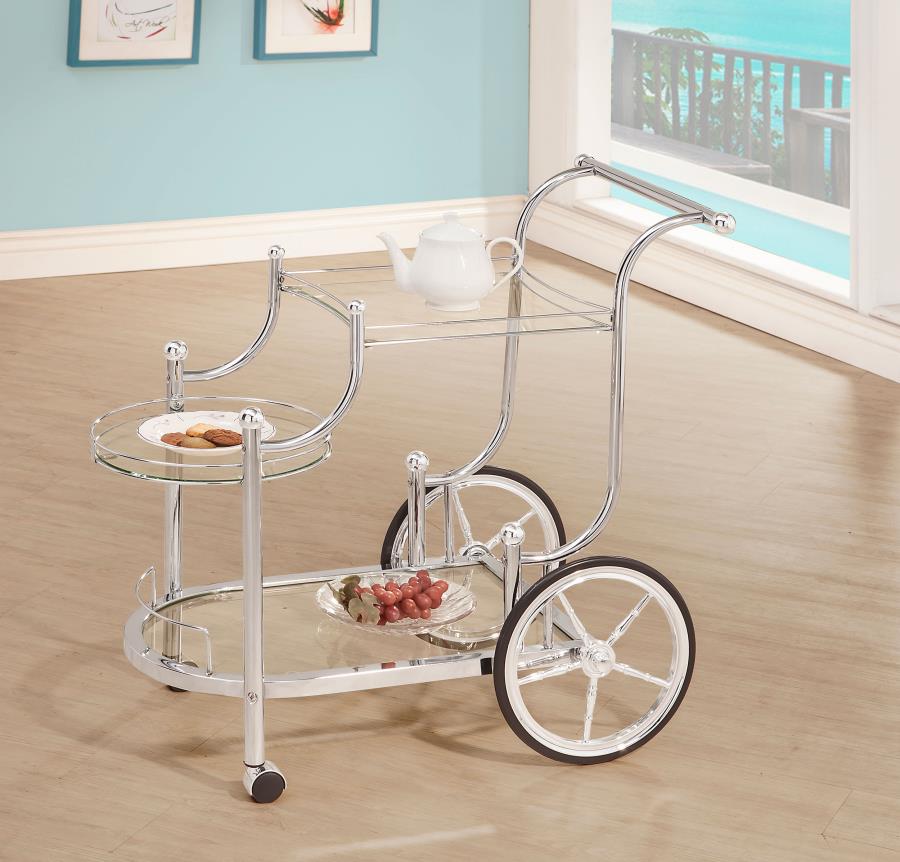 Sarandon 3-tier Glass Shelf Metal Bar Cart Chrome - 910076