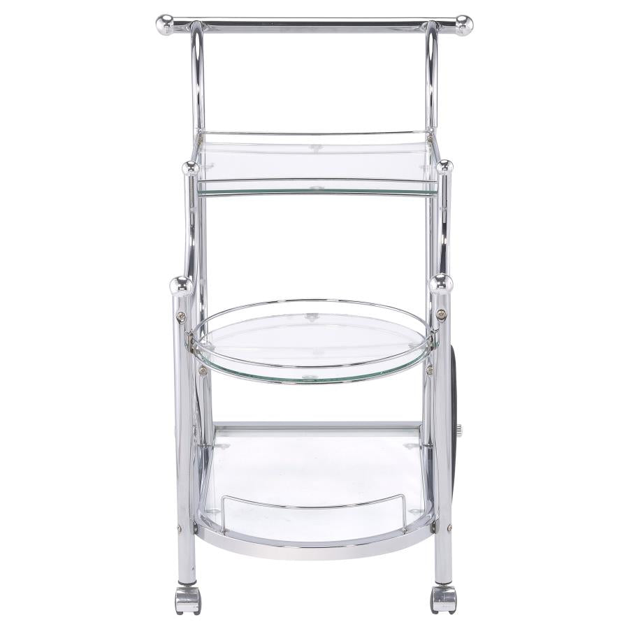 Sarandon 3-tier Glass Shelf Metal Bar Cart Chrome - 910076