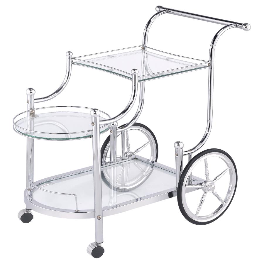 Sarandon 3-tier Glass Shelf Metal Bar Cart Chrome - 910076