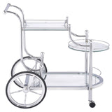 Sarandon 3-tier Glass Shelf Metal Bar Cart Chrome - 910076