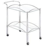 Shadix 2-tier Rectangular Glass Shelf Metal Bar Cart Chrome - 910077