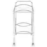 Shadix 2-tier Rectangular Glass Shelf Metal Bar Cart Chrome - 910077