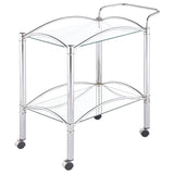 Shadix 2-tier Rectangular Glass Shelf Metal Bar Cart Chrome - 910077