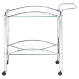 Shadix 2-tier Rectangular Glass Shelf Metal Bar Cart Chrome - 910077