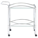 Shadix 2-tier Rectangular Glass Shelf Metal Bar Cart Chrome - 910077
