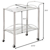 Shadix 2-tier Rectangular Glass Shelf Metal Bar Cart Chrome - 910077