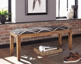 Lamont Fabric Upholstered Accent Bench Black and Natural - 910177