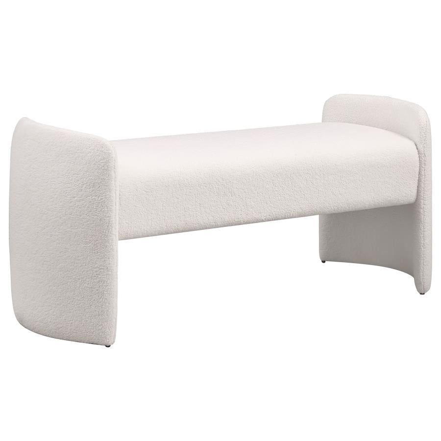 Peoria Velvet Upholstered Accent Bench Ivory - 910199
