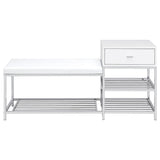 Siega 1-Drawer Shoe Storage Entryway Bench White High Gloss and Chrome - 910223