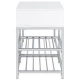 Siega 1-Drawer Shoe Storage Entryway Bench White High Gloss and Chrome - 910223