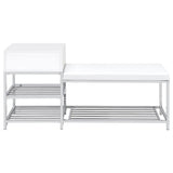 Siega 1-Drawer Shoe Storage Entryway Bench White High Gloss and Chrome - 910223