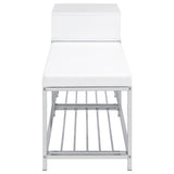Siega 1-Drawer Shoe Storage Entryway Bench White High Gloss and Chrome - 910223