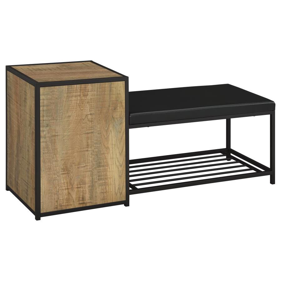 Martino Shoe Storage Entryway Bench with Cabinet Mango and Black - 910224