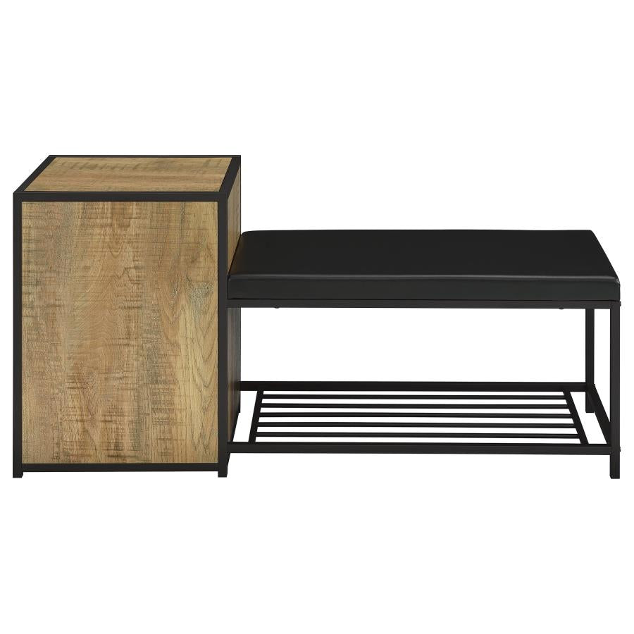 Martino Shoe Storage Entryway Bench with Cabinet Mango and Black - 910224