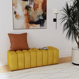 Summer Fabric Upholstered Tufted Accent Bench Mustard Yellow - 910292