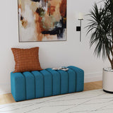 Summer Fabric Upholstered Tufted Accent Bench Peacock Blue - 910293