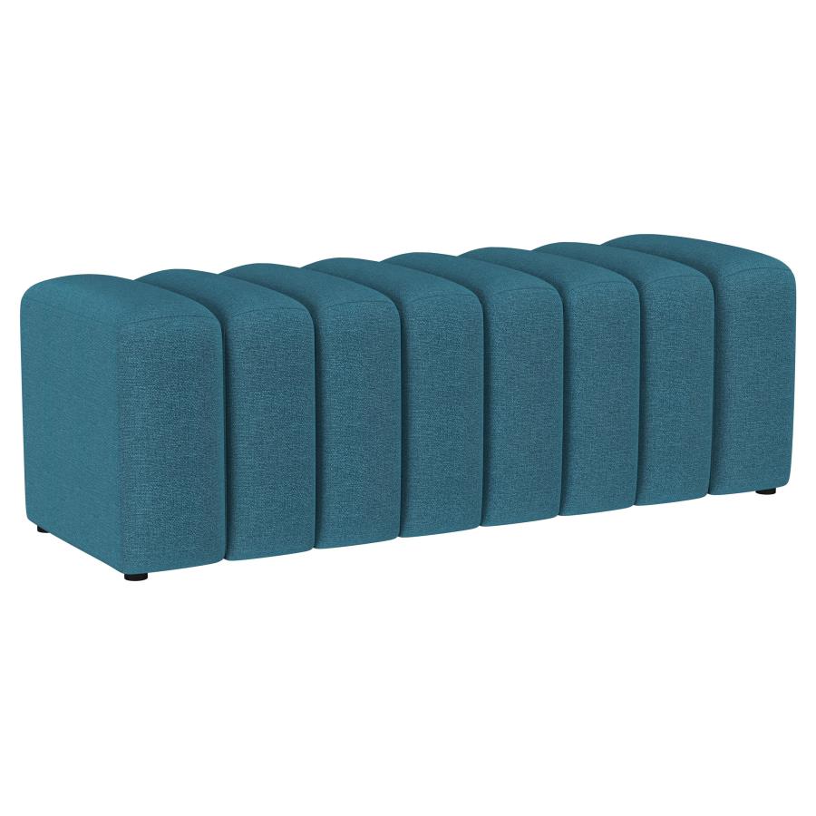 Summer Fabric Upholstered Tufted Accent Bench Peacock Blue - 910293