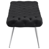 Ella Upholstered Tufted Bench Stainless Steel Legs Black - 910333