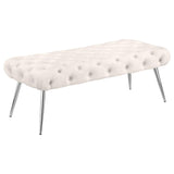 Ella Upholstered Tufted Bench Stainless Steel Legs Ivory - 910334
