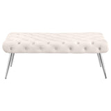 Ella Upholstered Tufted Bench Stainless Steel Legs Ivory - 910334