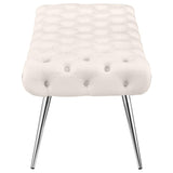 Ella Upholstered Tufted Bench Stainless Steel Legs Ivory - 910334