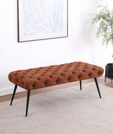 Ella Upholstered Tufted Bench Metal Legs Rust - 910335