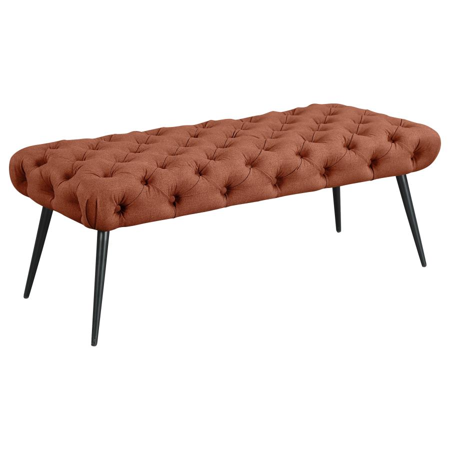 Ella Upholstered Tufted Bench Metal Legs Rust - 910335