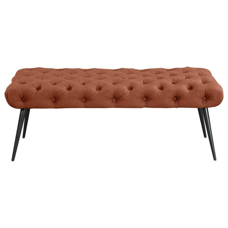 Ella Upholstered Tufted Bench Metal Legs Rust - 910335
