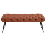 Ella Upholstered Tufted Bench Metal Legs Rust - 910335
