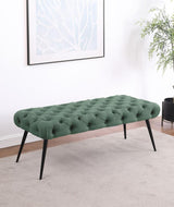 Ella Upholstered Tufted Bench Metal Legs Teal - 910336