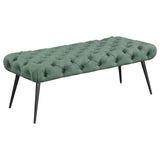 Ella Upholstered Tufted Bench Metal Legs Teal - 910336