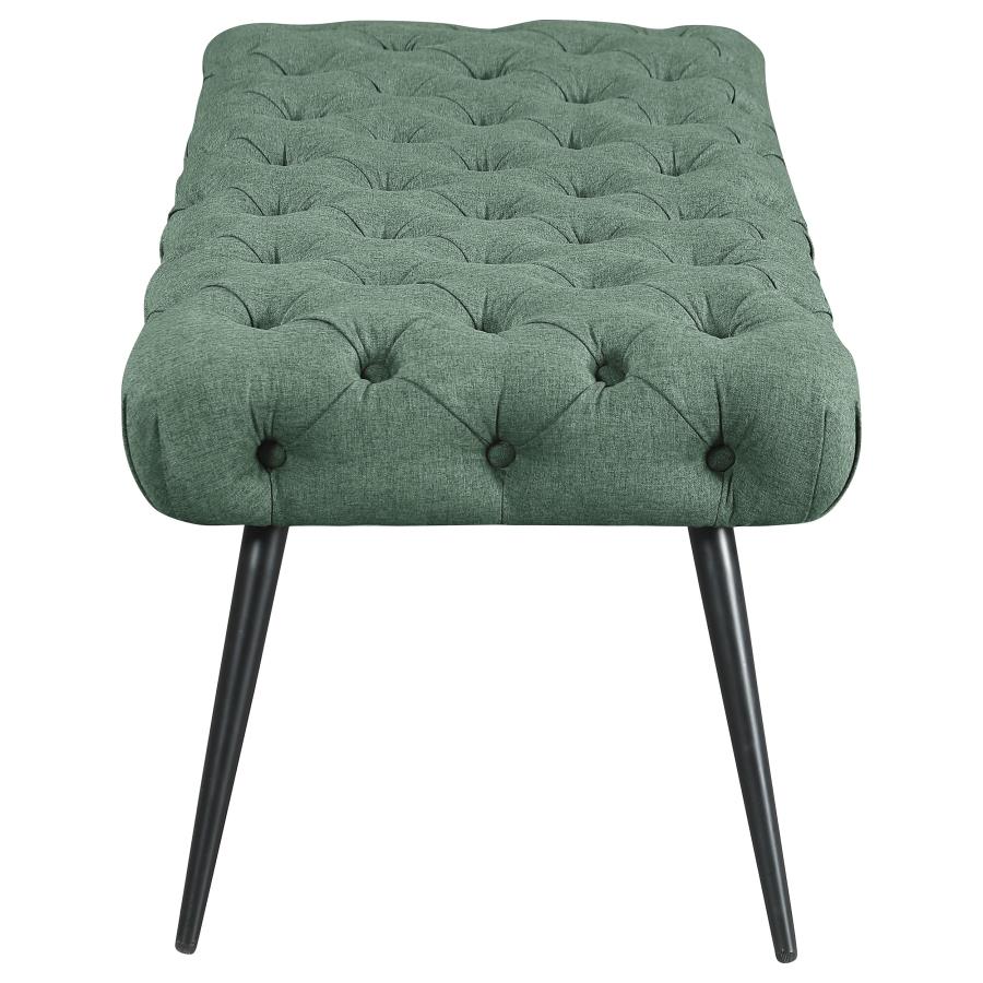 Ella Upholstered Tufted Bench Metal Legs Teal - 910336