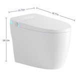 Tankless Smart Toilet With Bidet Built In, 1 Piece Bidet Toilet Seat, Auto Flush, Auto Open / Close, Heated Seat, Warm Water And Dry, Adjustable Temp, Remote Control Side Know - White