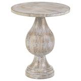 Dianella Round Pedestal Base Accent Side Table White Washed - 915107