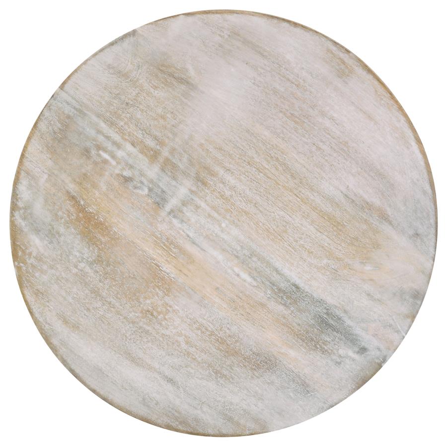 Dianella Round Pedestal Base Accent Side Table White Washed - 915107