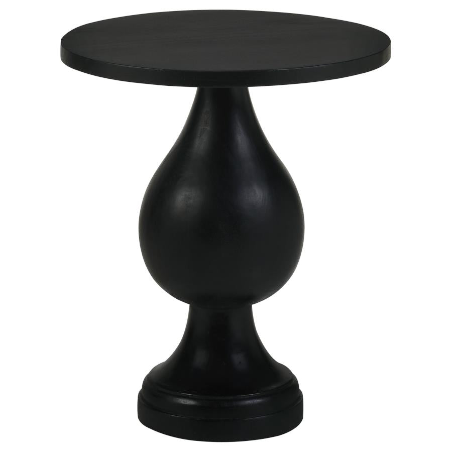 Dianella Round Pedestal Base Accent Side Table Black Stain - 915108