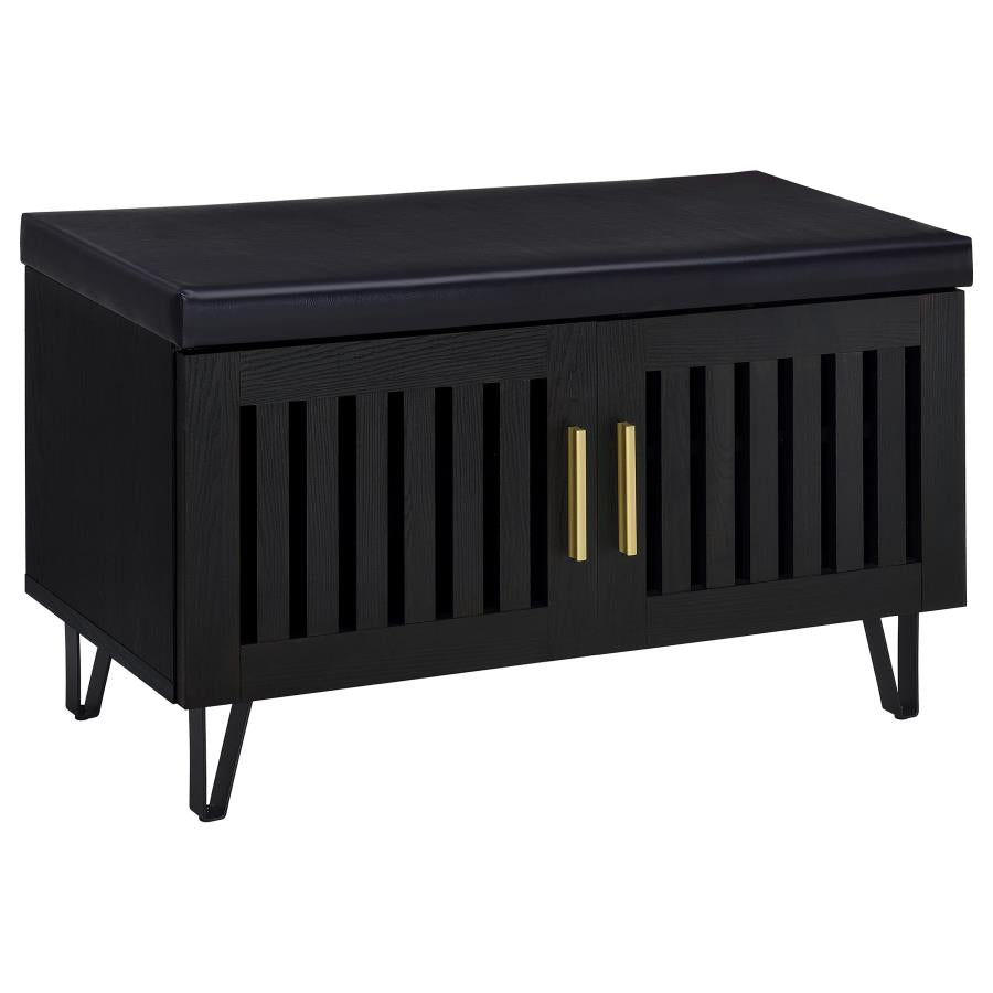 Brixton 2-door Padded Entryway Shoe Storage Bench Black - 915152