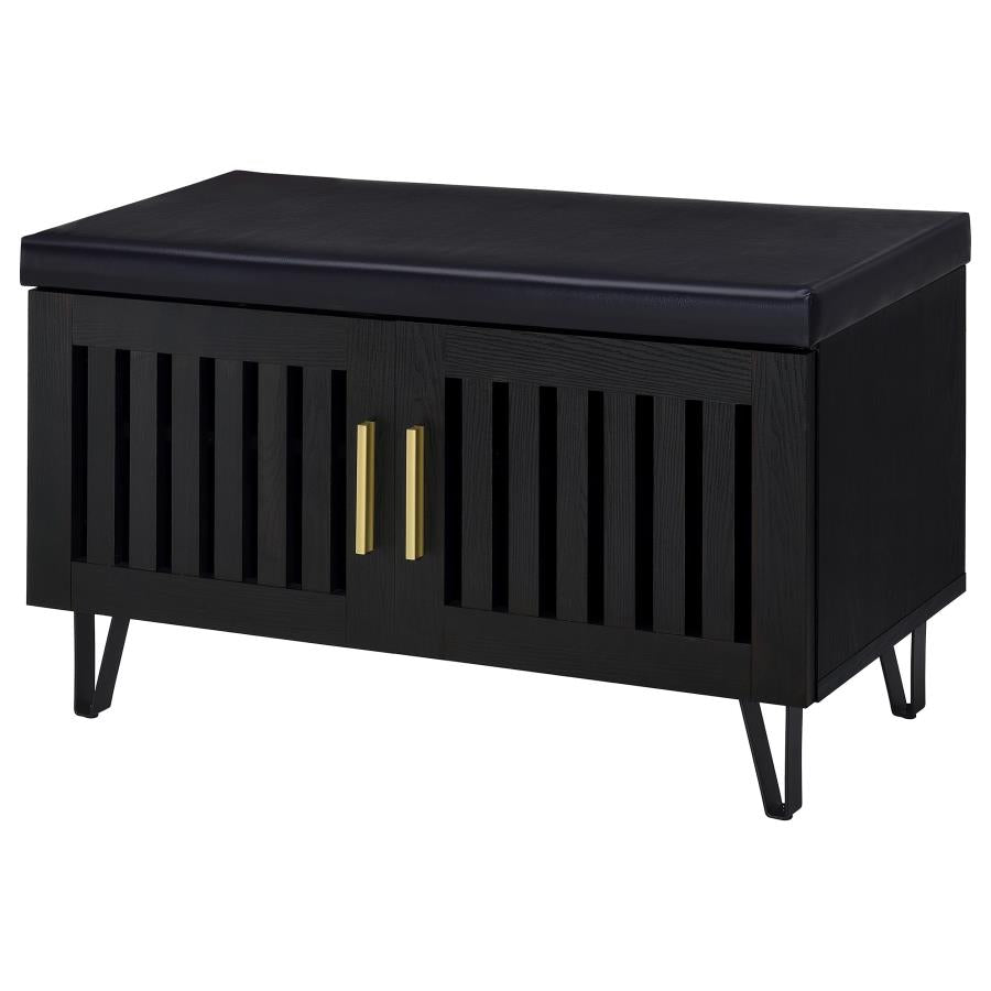 Brixton 2-door Padded Entryway Shoe Storage Bench Black - 915152