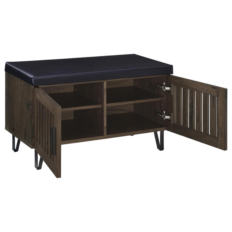 Brixton 2-door Padded Entryway Shoe Storage Bench Smoked Oak - 915153