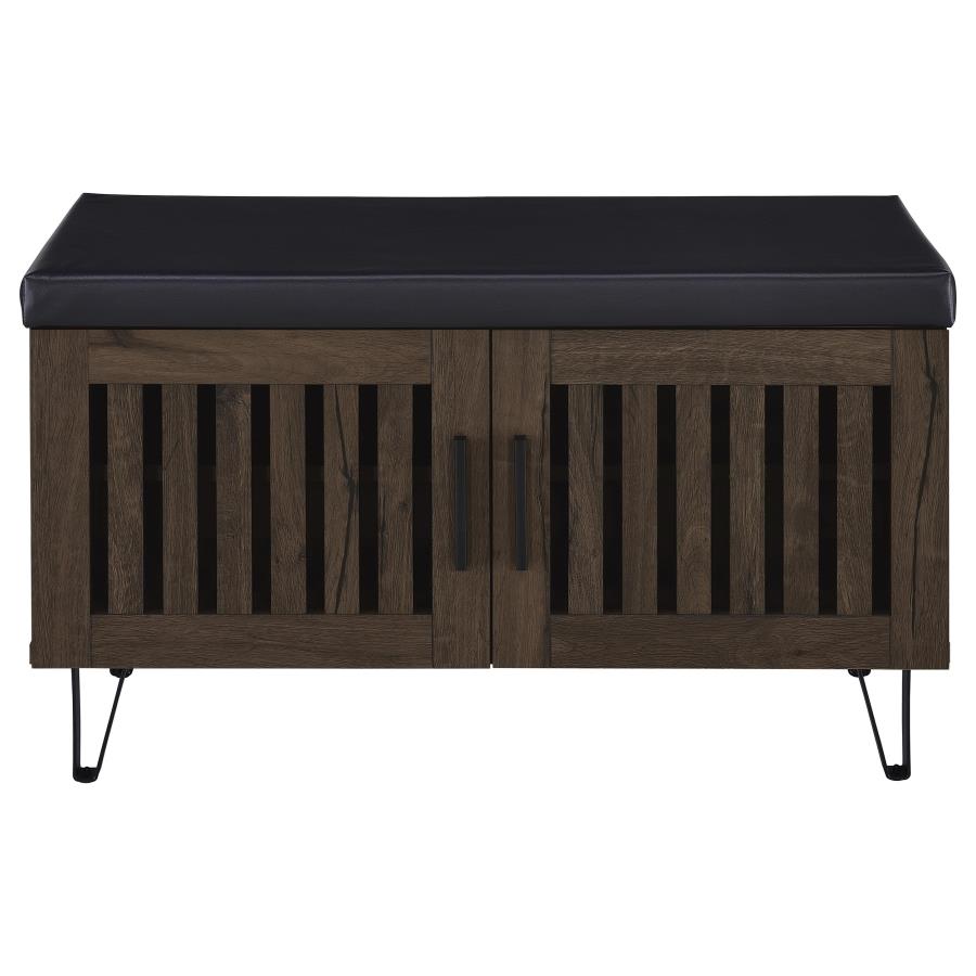 Brixton 2-door Padded Entryway Shoe Storage Bench Smoked Oak - 915153