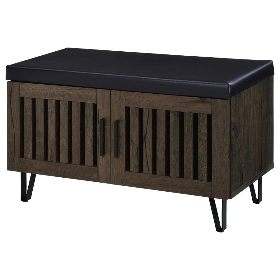 Brixton 2-door Padded Entryway Shoe Storage Bench Smoked Oak - 915153