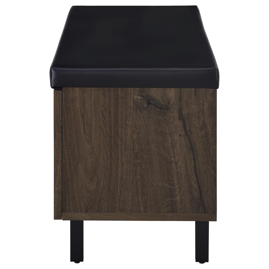 Brixton 2-door Padded Entryway Shoe Storage Bench Smoked Oak - 915153