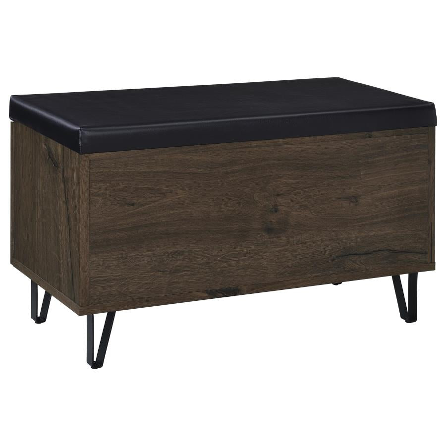 Brixton 2-door Padded Entryway Shoe Storage Bench Smoked Oak - 915153