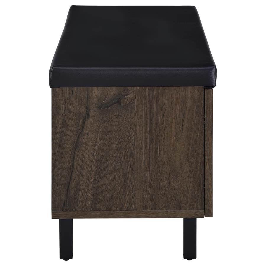 Brixton 2-door Padded Entryway Shoe Storage Bench Smoked Oak - 915153