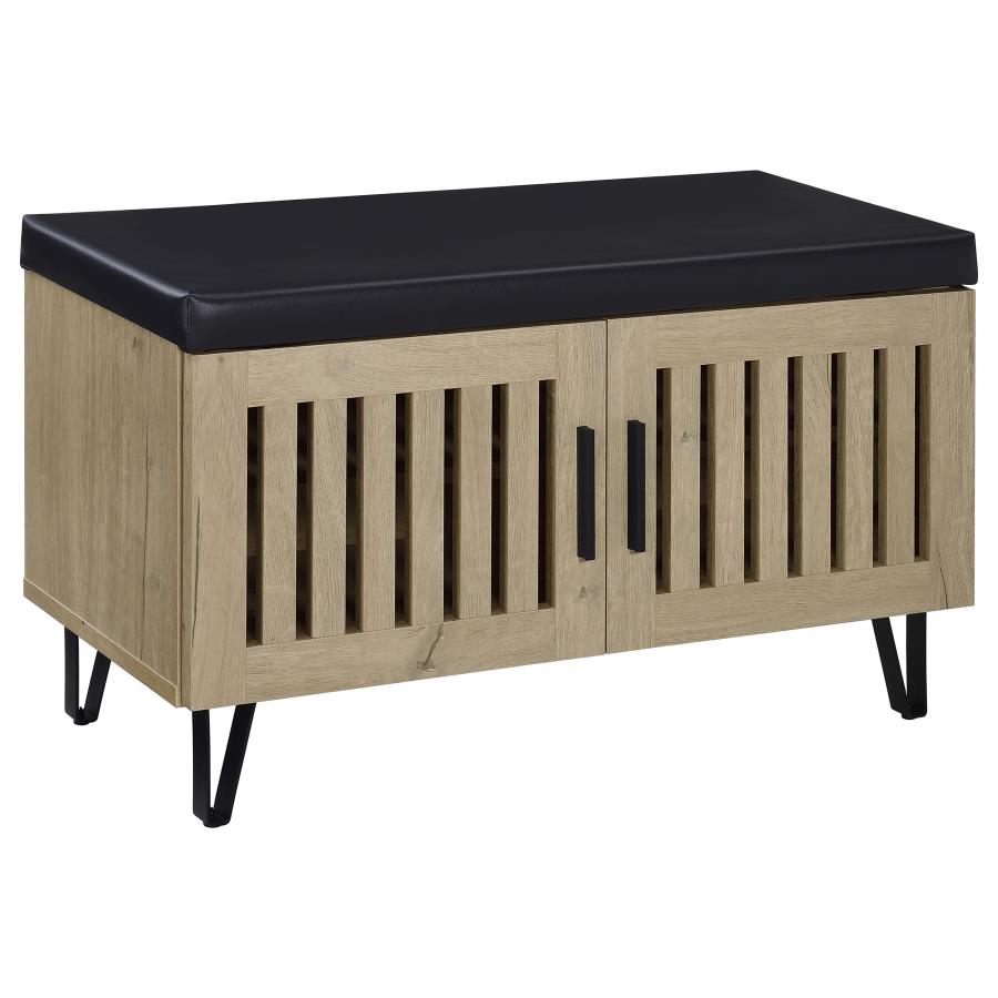 Brixton 2-door Padded Entryway Shoe Storage Bench White Oak - 915154