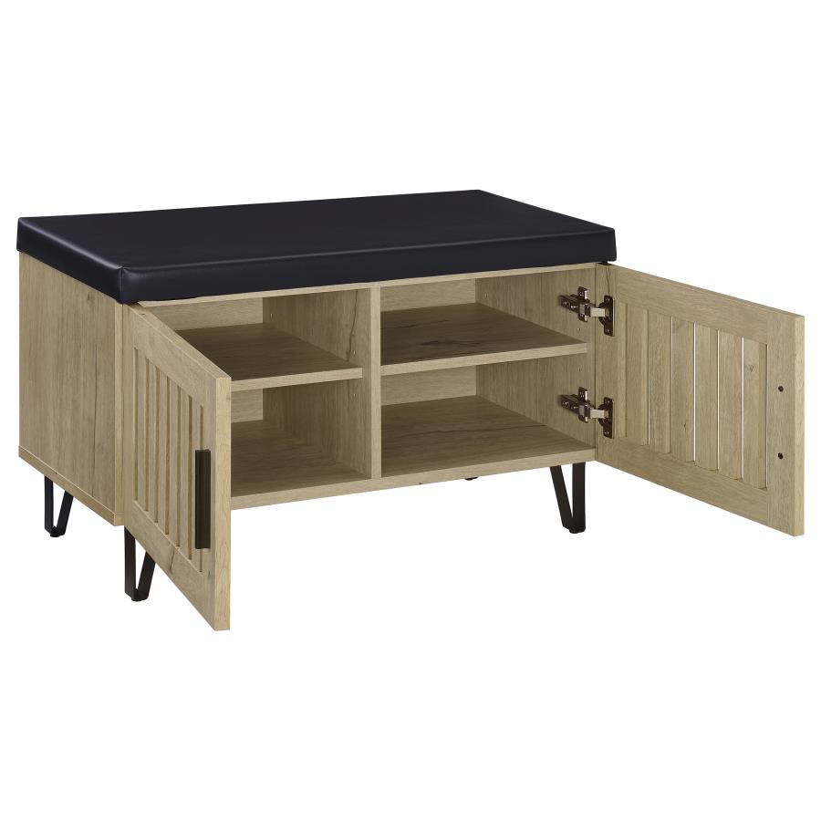 Brixton 2-door Padded Entryway Shoe Storage Bench White Oak - 915154