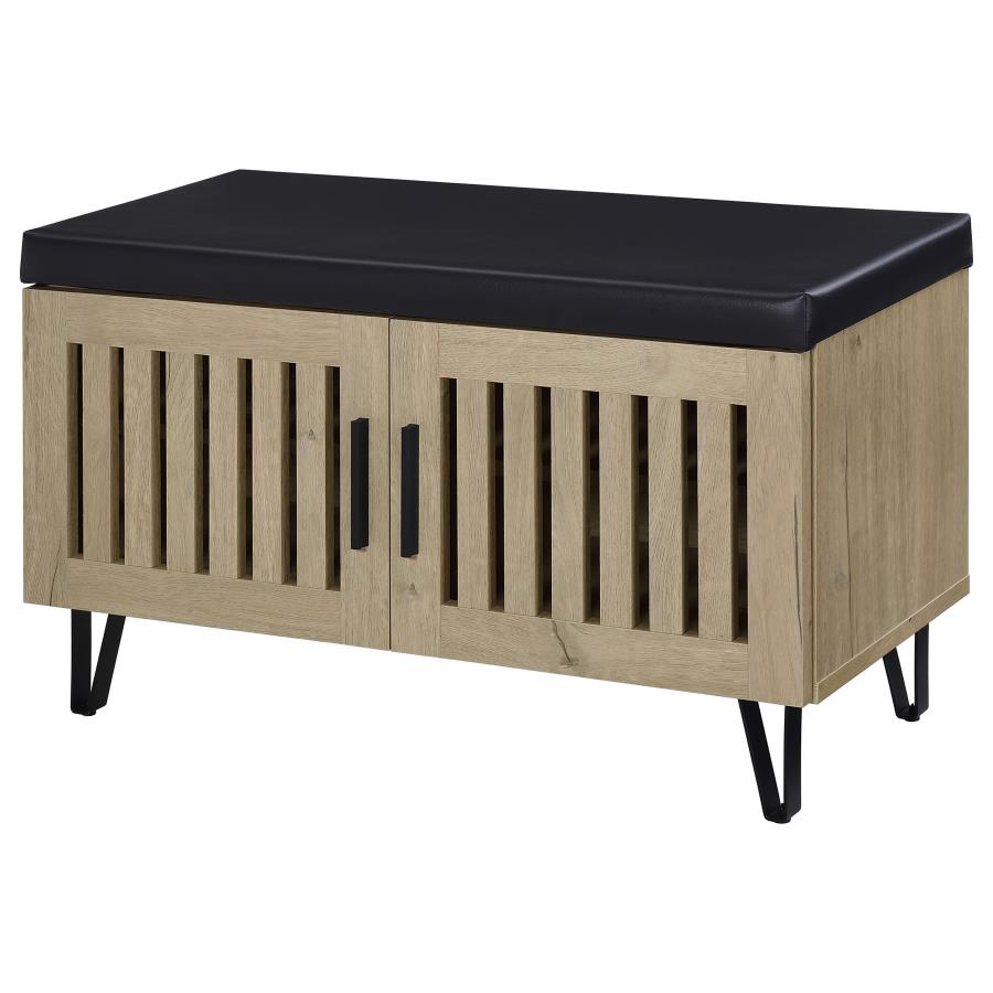Brixton 2-door Padded Entryway Shoe Storage Bench White Oak - 915154