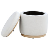 Remuda Boucle Upholstered Round Storage Ottoman Ivory - 915423