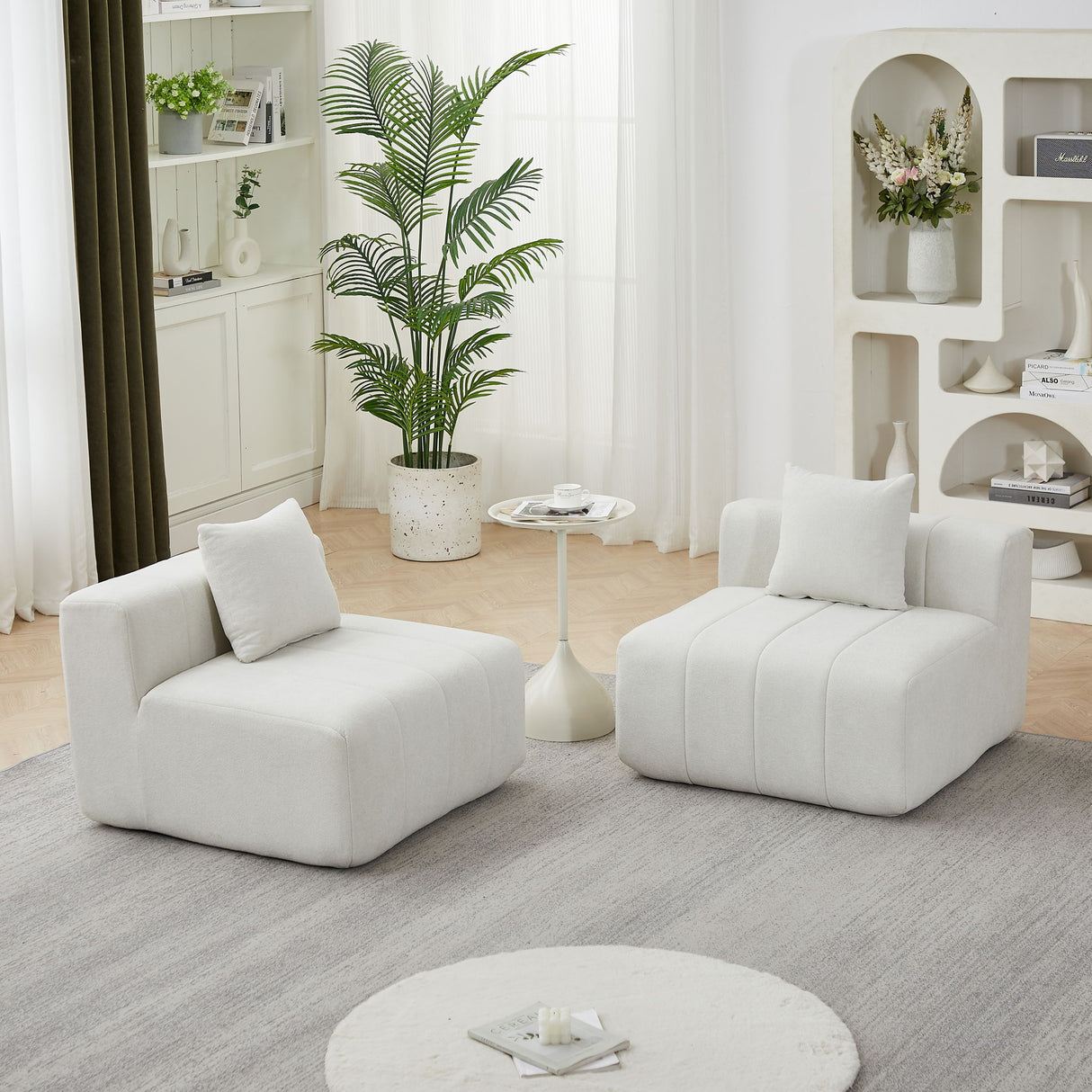 Modular Sectional Sofa With 2 Pillows, Symmetrical Design