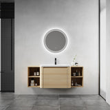 Wall Mounted Bathroom Vanity With Sink, Storage Shelves & Soft Close Door